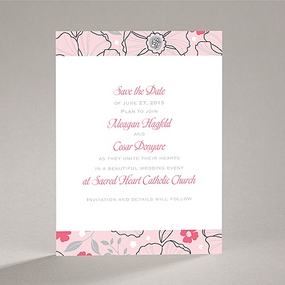 Tropical Flowers - Cotton Candy - Save the Date Card