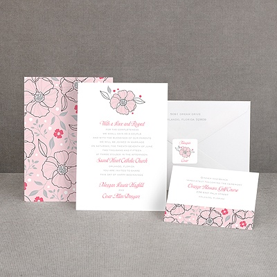 Tropical Flowers - Cotton Candy - Invitation