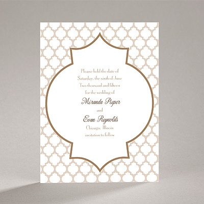 Geometric Glamour - Taupe Save the Date Card