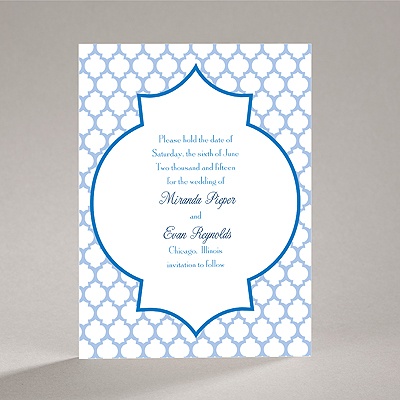 Geometric Glamour - Blue Save the Date Card