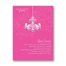 Chandelier Swirl - Pink - Bachelorette Party Invitation