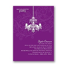 Chandelier Swirl - Purple - Bachelorette Party Invitation