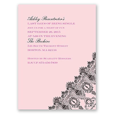 Romantic Lace - Pink - Bachelorette Party Invitation