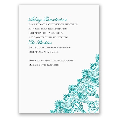 Romantic Lace - White - Bachelorette Party Invitation