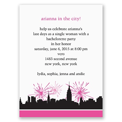 City Girl - Pink - Bachelorette Party Invitation