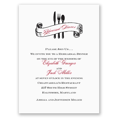 Silverware - Black - Rehearsal Dinner Invitation