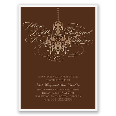 Elegant Chandelier - Brown - Rehearsal Dinner Invitation