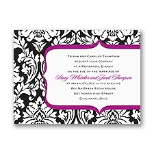 Damask Crest- Purple - Rehearsal Dinner Invitation
