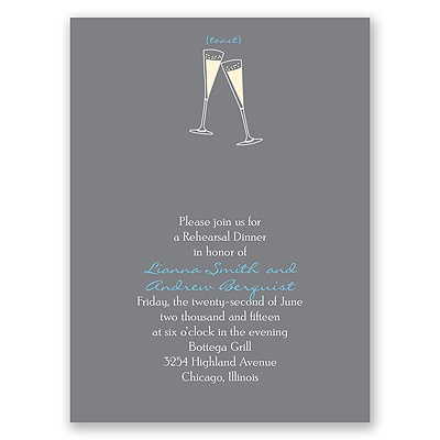 Toasting - Grey - Rehearsal Dinner Invitation