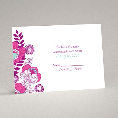 Modern Poppies - Amethyst - Response Card and Envelope