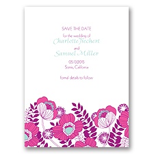 Modern Poppies - Amethyst - Save the Date Card