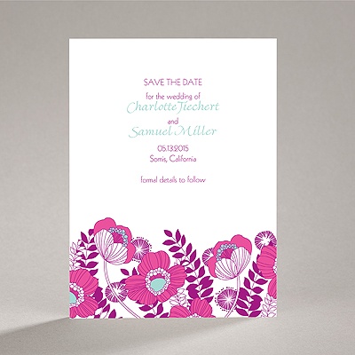 Modern Poppies - Amethyst - Save the Date Card
