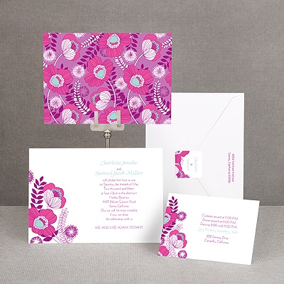 Modern Poppies - Amethyst - Invitation