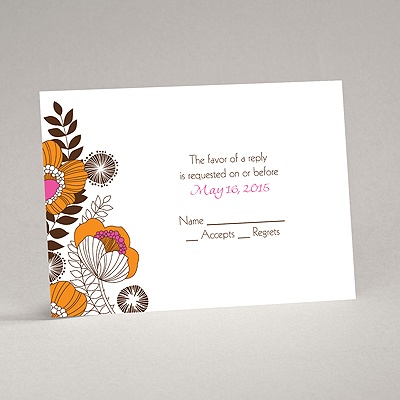 Modern Poppies - Espresso - Response Card and Envelope