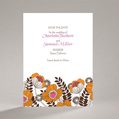 Modern Poppies - Espresso - Save the Date Card