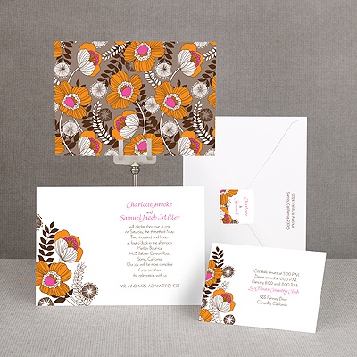 Modern Poppies - Espresso - Invitation