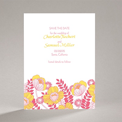 Modern Poppies - Posie Pink - Save the Date Card