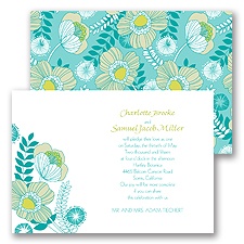 Modern Poppies - Peacock - Invitation