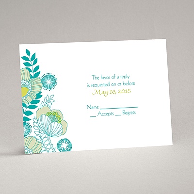 Modern Poppies - Peacock - Response Card and Envelope