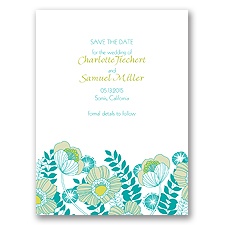 Modern Poppies - Peacock - Save the Date Card