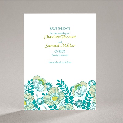 Modern Poppies - Peacock - Save the Date Card