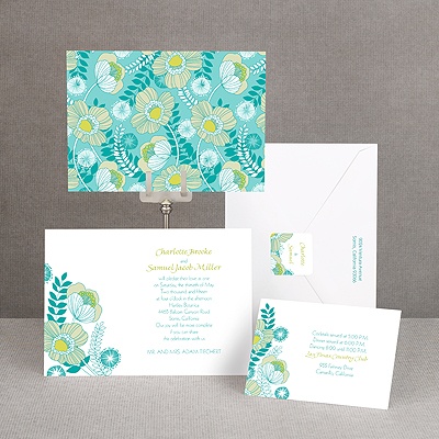 Modern Poppies - Peacock - Invitation
