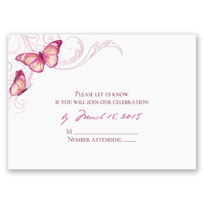 Delicate Butterfly - Fuchsia Response Card and Envelope