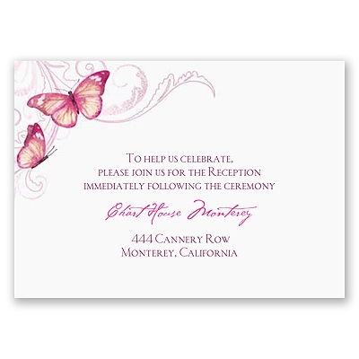 Delicate Butterfly - Fuchsia Reception Card