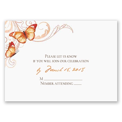 Delicate Butterfly - Orange Response Card and Envelope