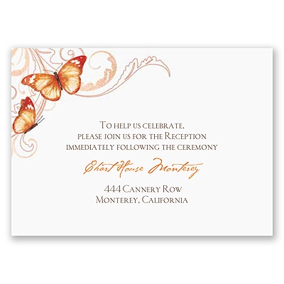 Delicate Butterfly - Orange Reception Card