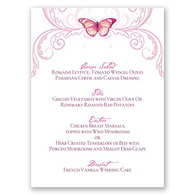 Delicate Butterfly - Fuchsia - Menu Card