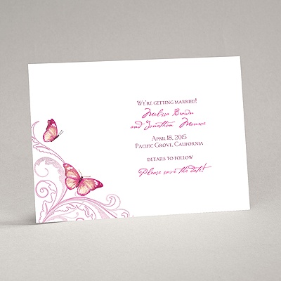 Delicate Butterfly - Fuchsia Save the Date Card