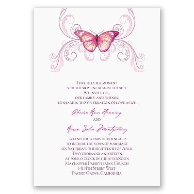 Delicate Butterfly - Fuchsia Invitation