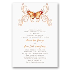 Delicate Butterfly - Orange Invitation