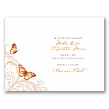 Delicate Butterfly - Orange Save the Date Card