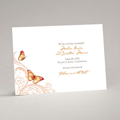 Delicate Butterfly - Orange Save the Date Card