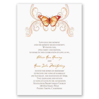 Delicate Butterfly - Orange Invitation