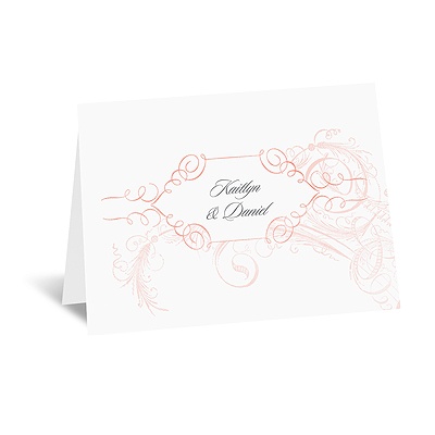 Calligraphy Motifs - Coral - Thank You Card and Envelope