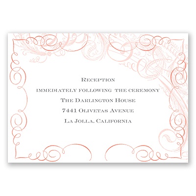 Calligraphy Motifs - Coral - Reception Card
