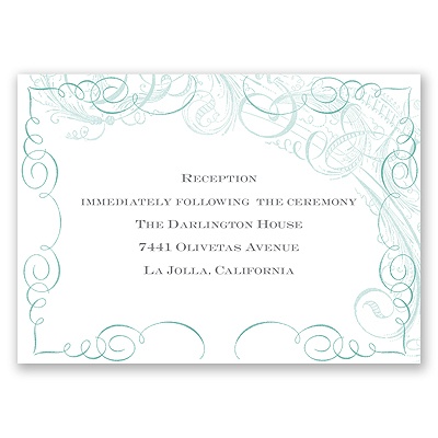 Calligraphy Motifs - Aqua - Reception Card