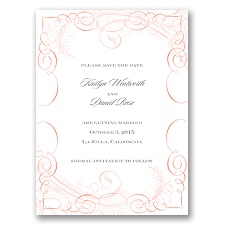 Calligraphy Motifs - Coral - Save the Date Card