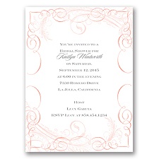 Calligraphy Motifs - Coral - Bridal Shower Invitation