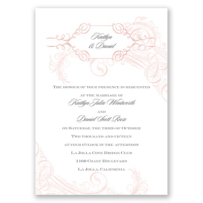 Calligraphy Motifs - Coral - Invitation