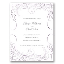 Calligraphy Motifs - Lavender - Save the Date Card