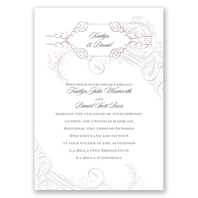 Calligraphy Motifs - Lavender - Invitation
