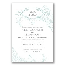Calligraphy Motifs - Aqua - Invitation