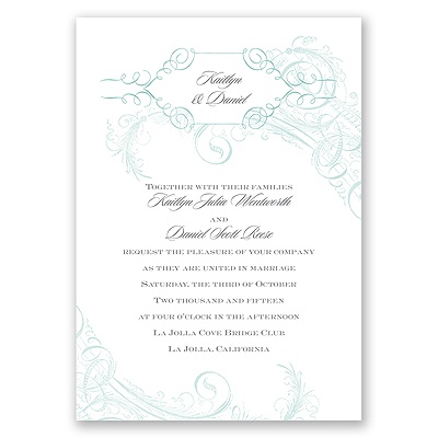 Calligraphy Motifs - Aqua - Invitation