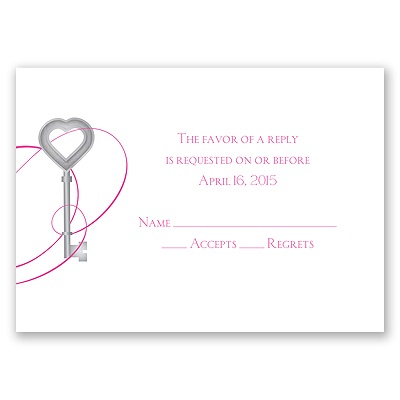 Key to Love - Fuchsia - Response Card and Envelope