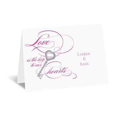 Key to Love - Fuchsia - Thank You Card and Envelope
