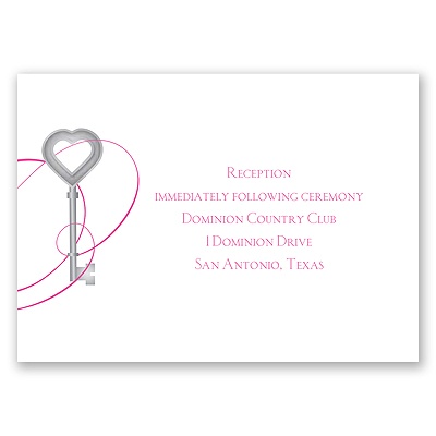 Key to Love - Fuchsia - Reception Card